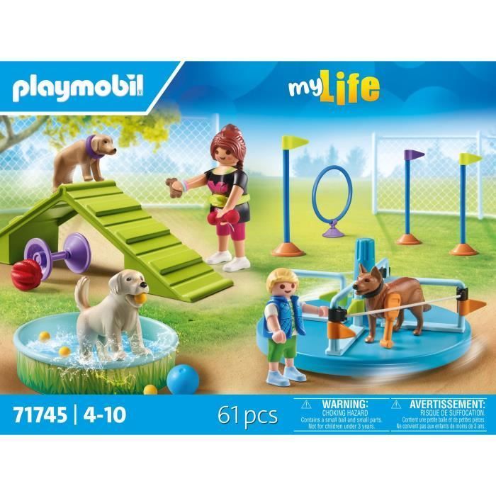 PLAYMOBIL 71745 Area giochi Cane, Bambino e Addestratore, La mia vita, 61 pezzi, Età 4+
