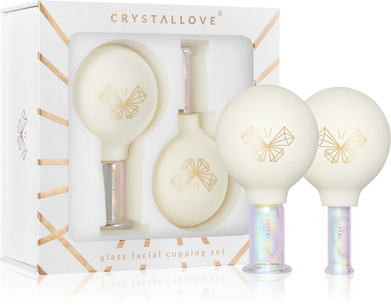 Crystallove Glazen Gezichtscupping Set - een set massagetools voor gezicht, hals en decolleté.