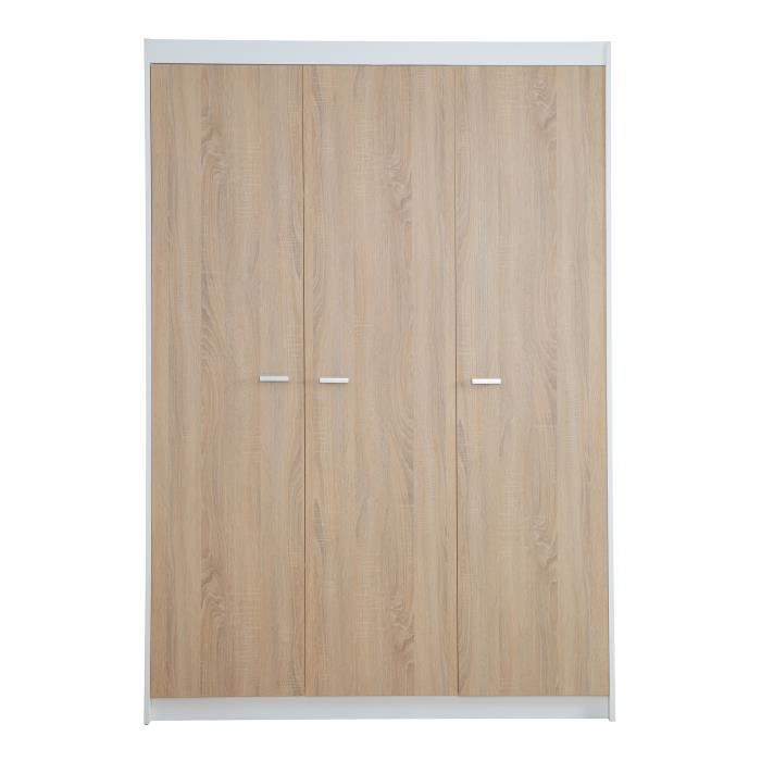 Conjunto completo para habitación infantil Gabriella ROBA: cuna convertible de 70x140 cm + cambiador + armario de 3 puertas - Blanco / Roble aserrado