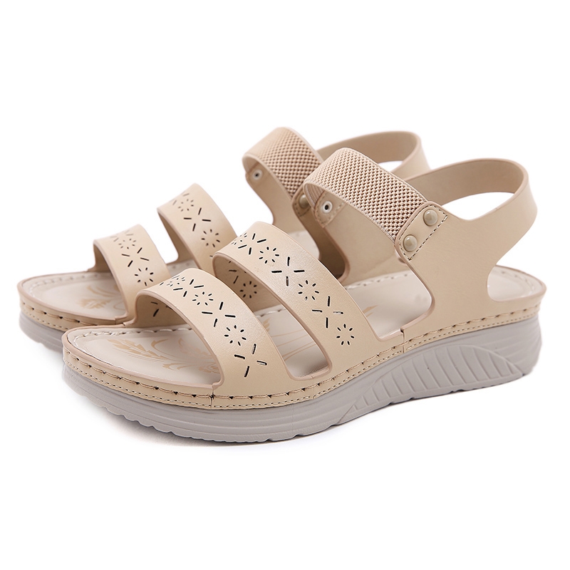 Sandales compensées neuves à semelle épaisse, style européen et américain, mules de plage gladiateur ajourées pour femme, T0881 2