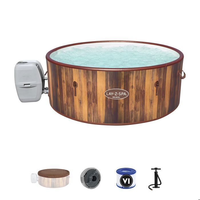 BESTWAY inflatable spa - Lay-Z-Spa Helsinki - 180 airjets - 180 x 66 cm - 5 to 7 seats - Round (cover, cartridge, diffuser)