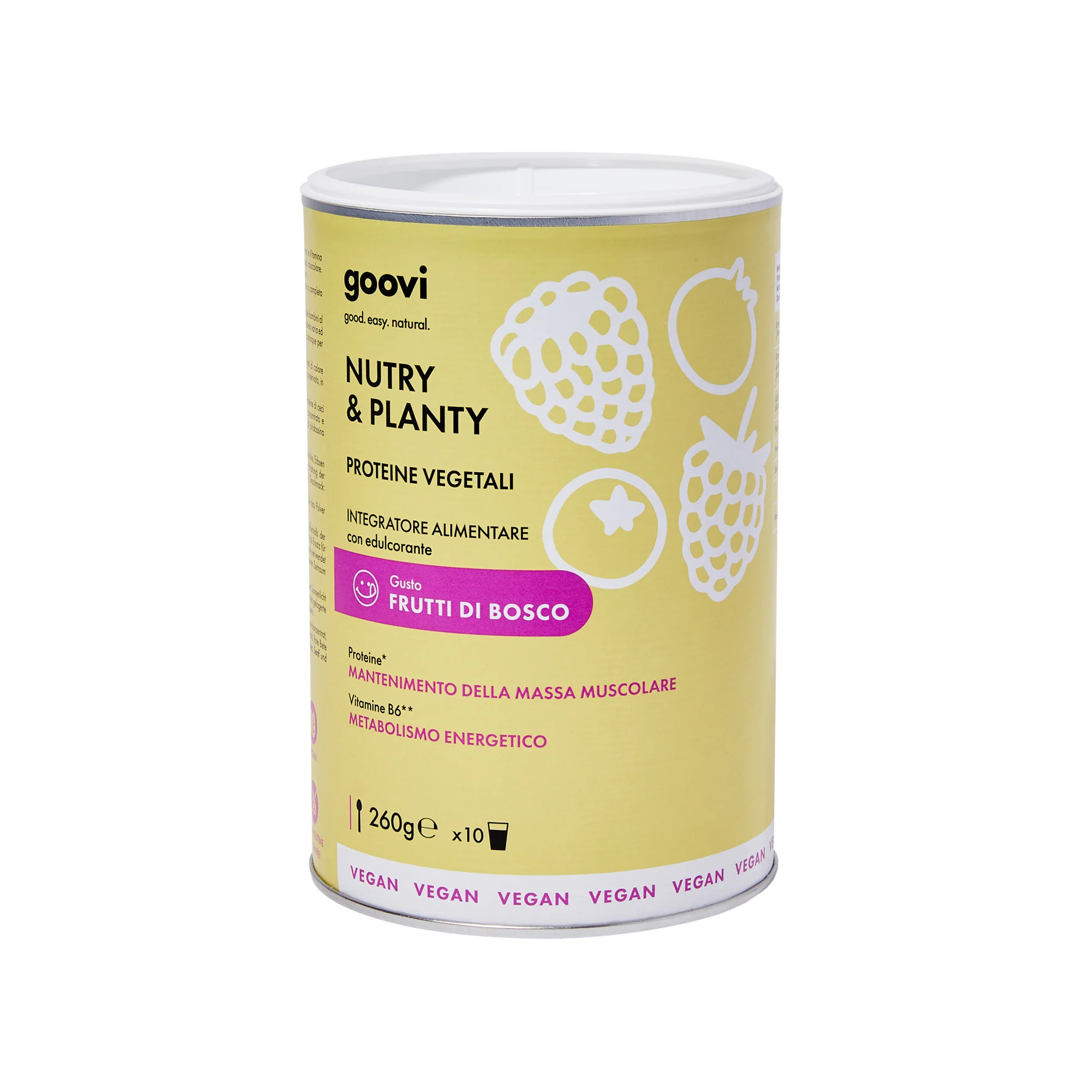 Integratori Alimentari Proteine vegetali - frutti di bosco NUTRY & PLANTY - Integratore Muscoli e Articolazioni, Integratore Corpo e Detox