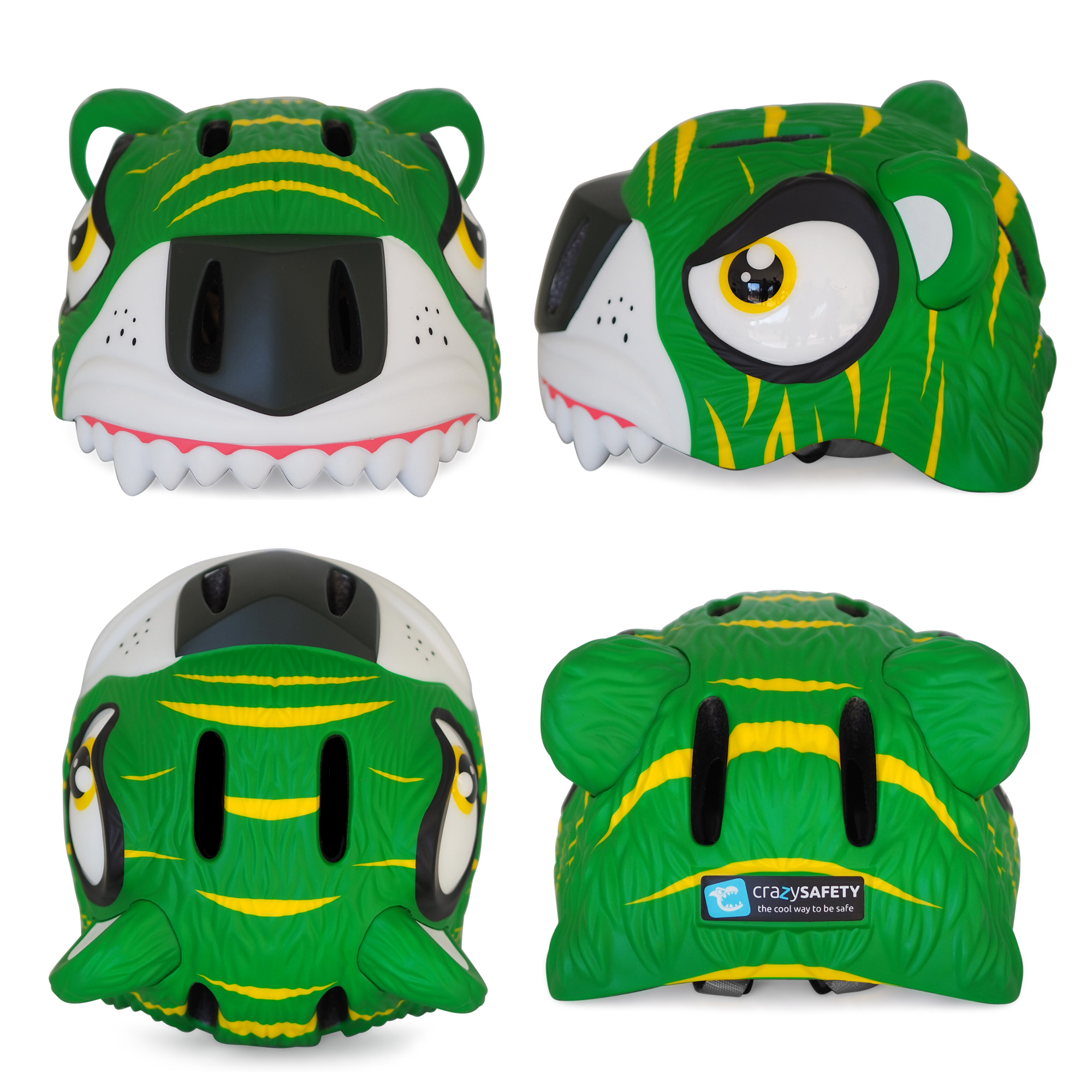 Kinderfahrradhelm | Green Tiger | Crazy Safety | EN 1078-geprüft