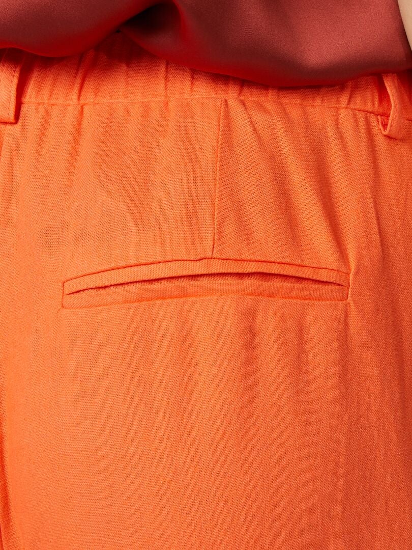 Pantalones ajustados de lino - NARANJA