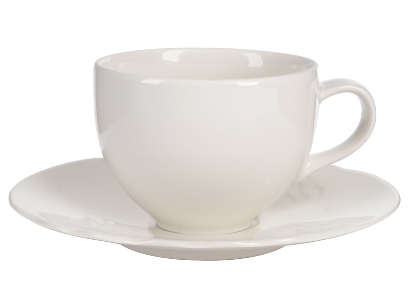 Filiżanka ze spodkiem Wave porcelanowa 240 ml biała
