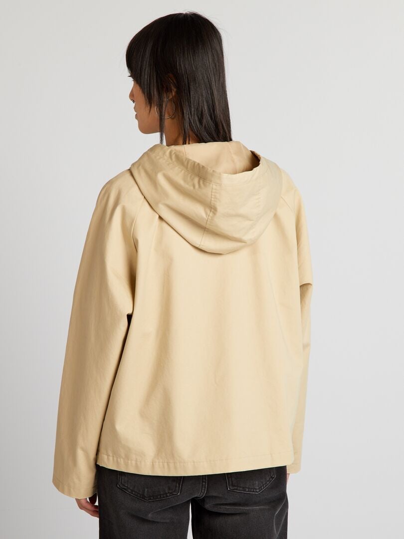 Korte waterdichte parka - BEIGE