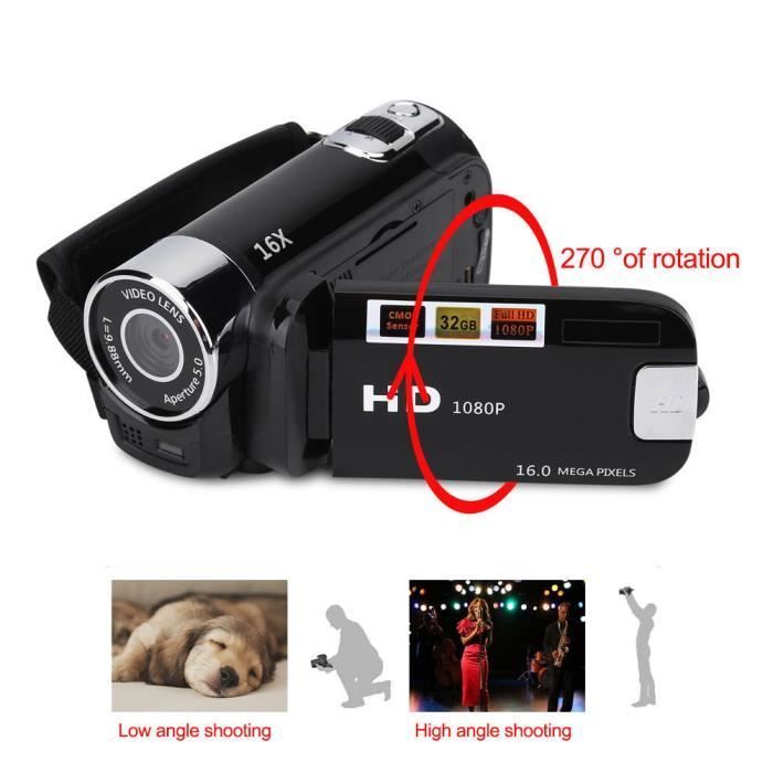 Videocamera digitale HD - FAFEICY - HB046 - 1080P - Rotazione a 270° - 16MP