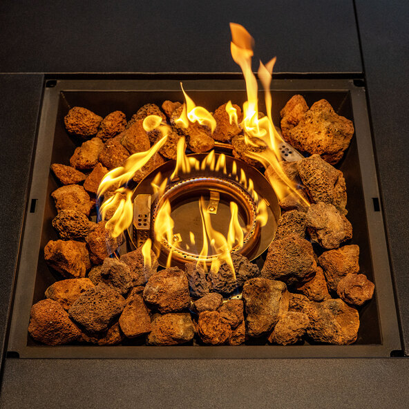 Kubusvormige sfeerhaardtafel, gas