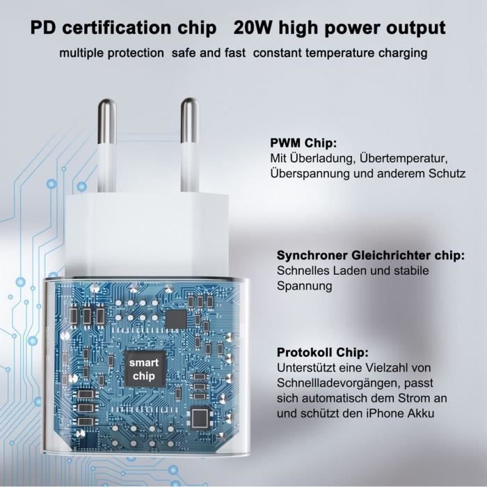Snellader - ELLBM - 20W - Compatibel met iPhone 13 Pro Max - 1M kabel - Type-C