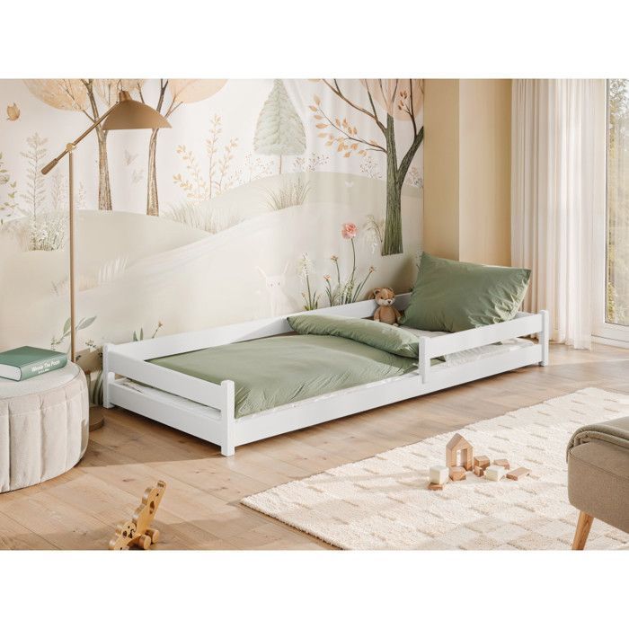 Lit enfant ALICE 80x160 Blanc - blanc Livré avec sommiers