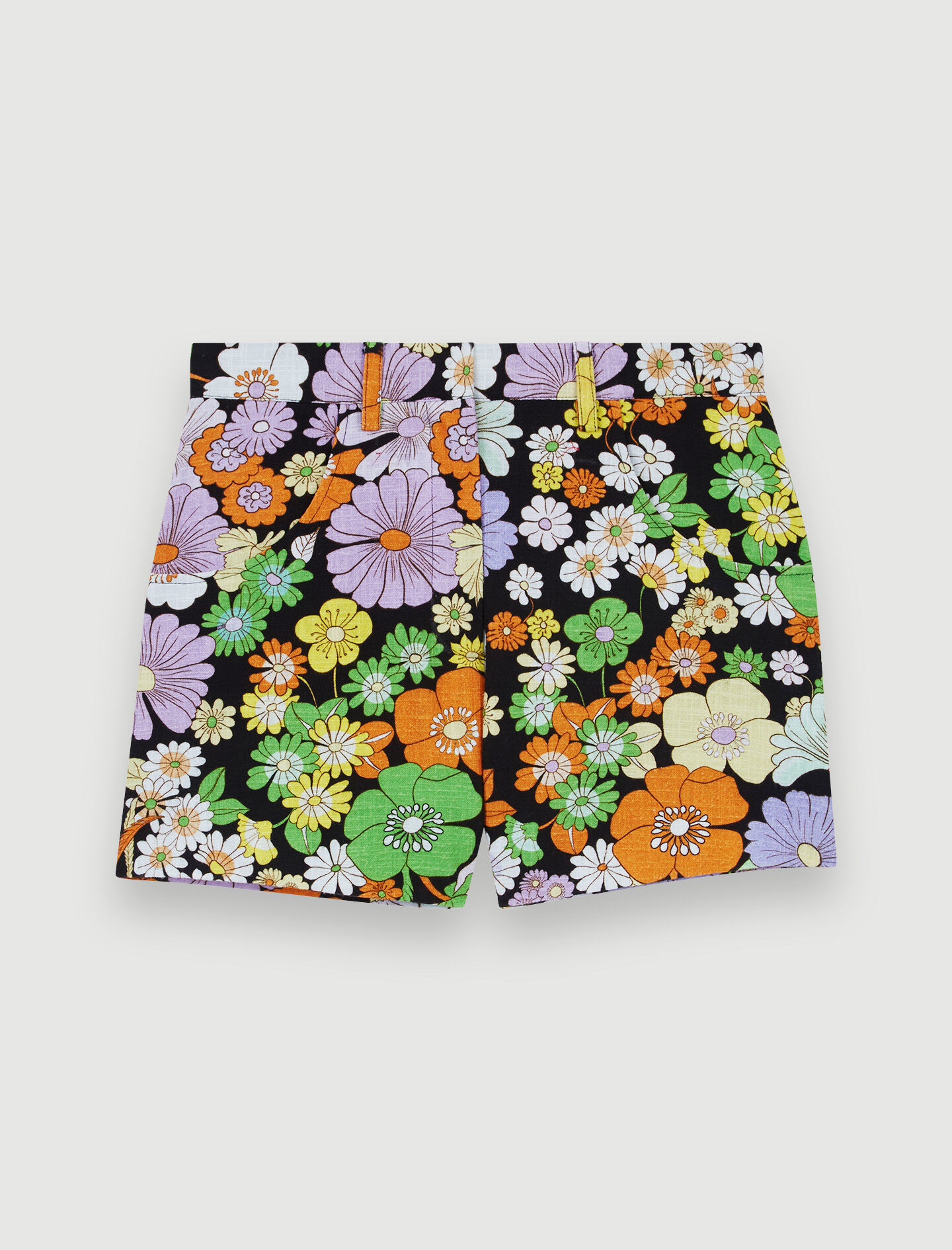 Shorts met bloemenprint - Flower power noir
