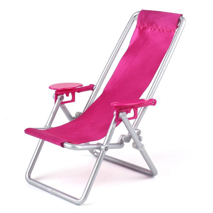 silla de playa plegable en miniatura de color rosa brillante, lindos muebles de escritorio, accesorios para muñecas, casa de muñecas, juguete