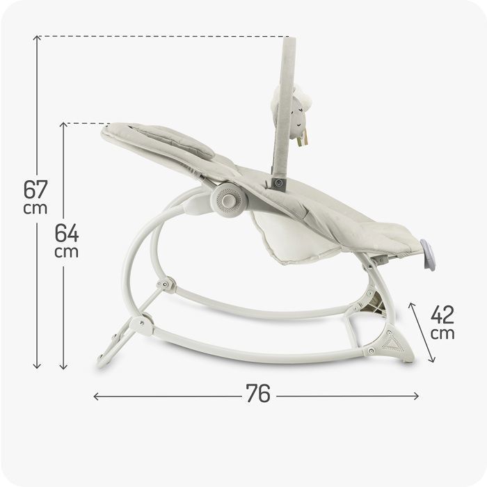 MoMi LAPIS Transat Bébé avec Module Sensoriel - 8 mélodies - 3 modes de vibration - Gris Clair
