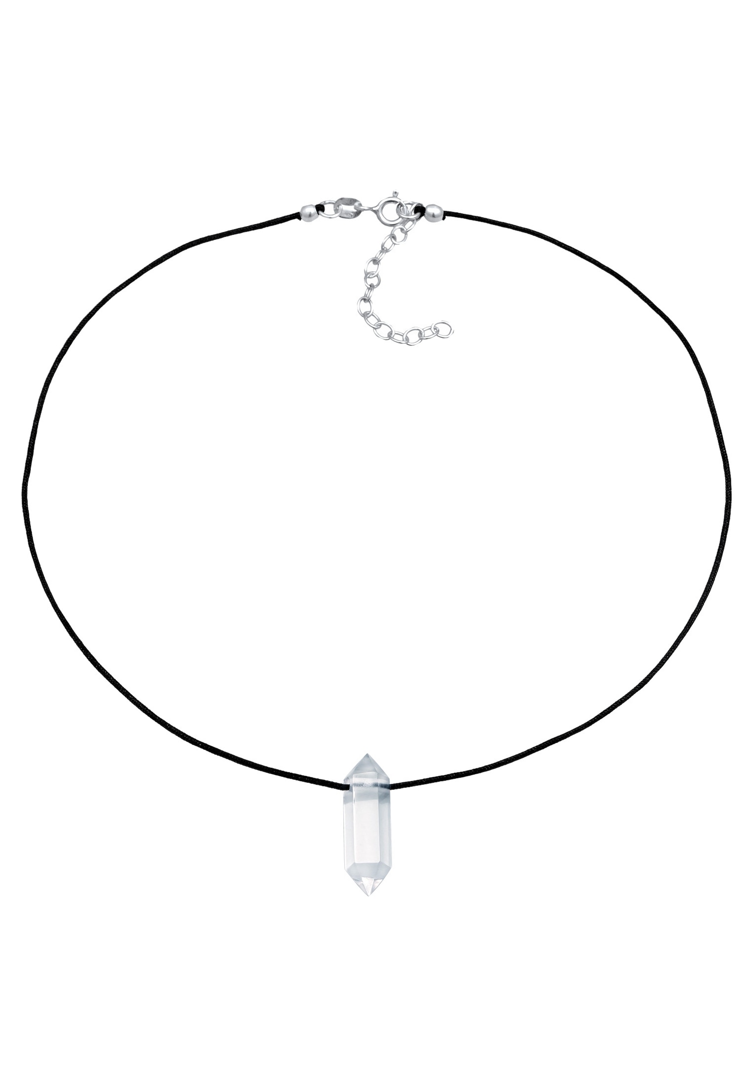 Elli PREMIUM Femmes Choker pendentif en nylon noir avec pointe de cristal en argent sterling 925
