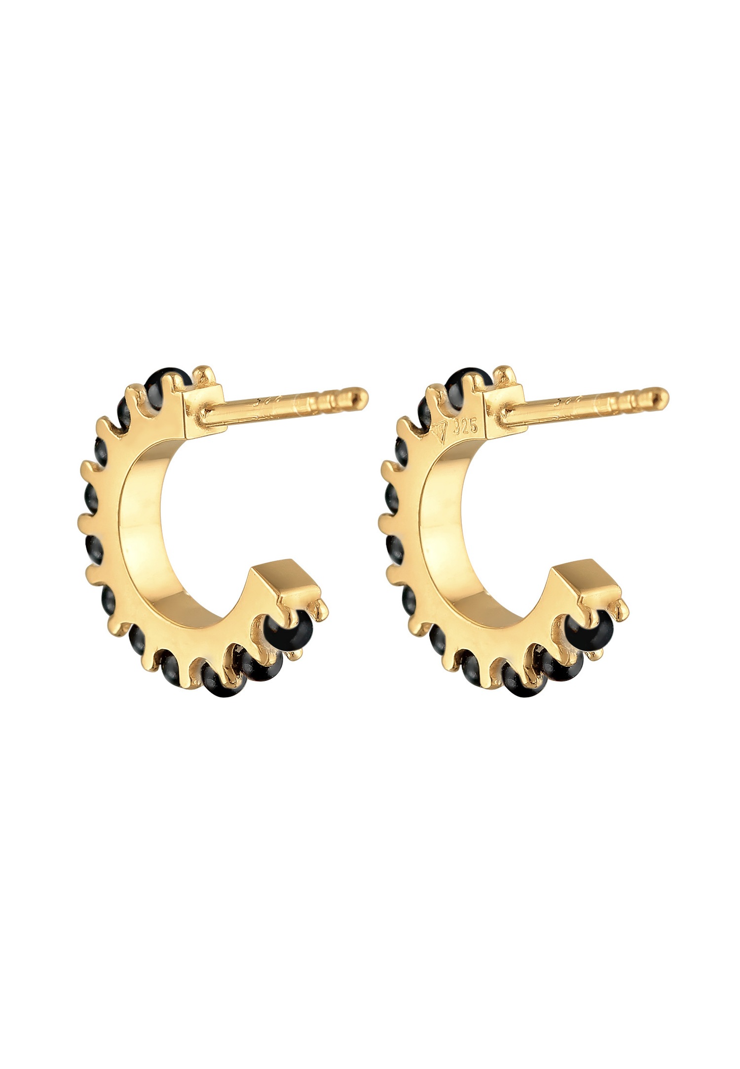 Elli Créoles Femme Perle Noir-Blanc Classique en argent sterling 925