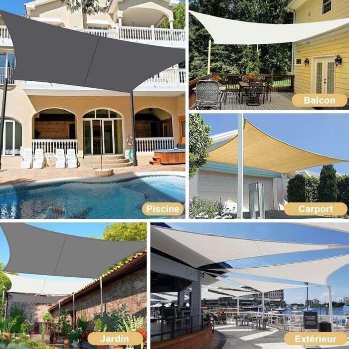 Toldo rectangular FOOTIER de 3 x 4 m, impermeable, con protección UV, ideal para jardín, terraza, patio o piscina.