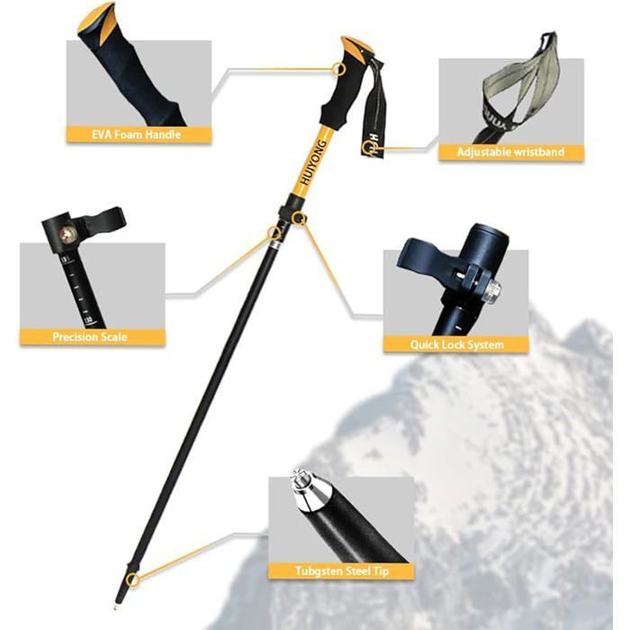 Bastones de senderismo telescópicos plegables | Bastones de marcha nórdica para hombre y mujer | Bastones de trekking ultraligeros