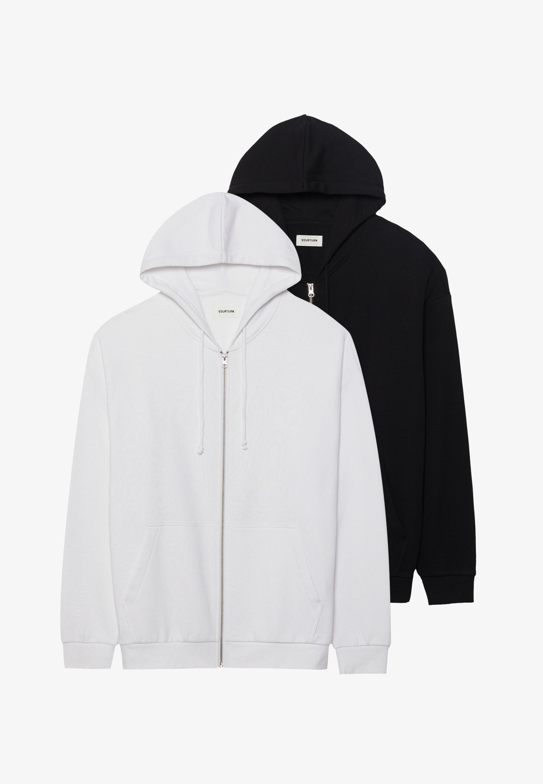 YOURTURN UNISEX 2 PACK - Mikina na zip - white/black