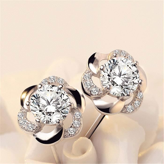 Oorbellen - Zilver - Narcis en Klaver - Kubieke Zirkonia - 925/1000 - Dames