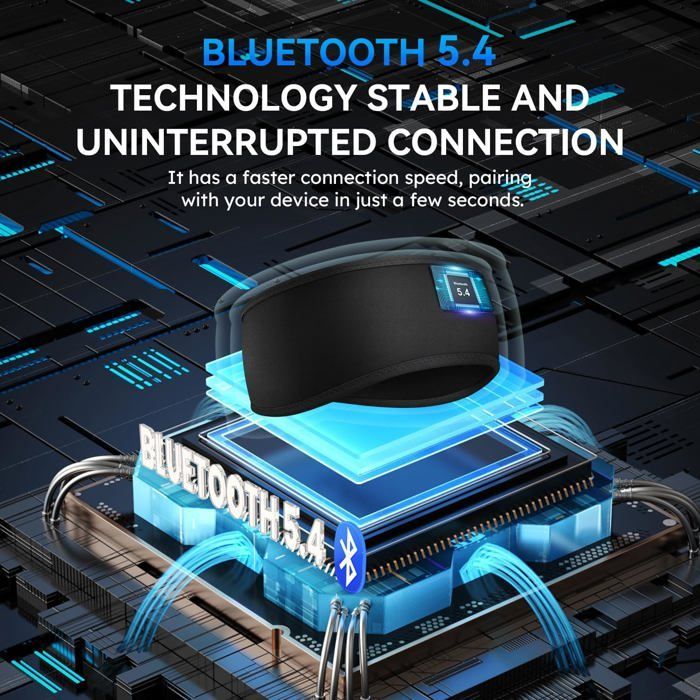 Diadema Bluetooth para dormir - SVATV - Diadema para dormir - Negro carbón - Cancelación activa de ruido