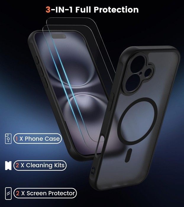 Coque pour iPhone 16 - MASSILIA TECH - Magsafe magnétique - Noir