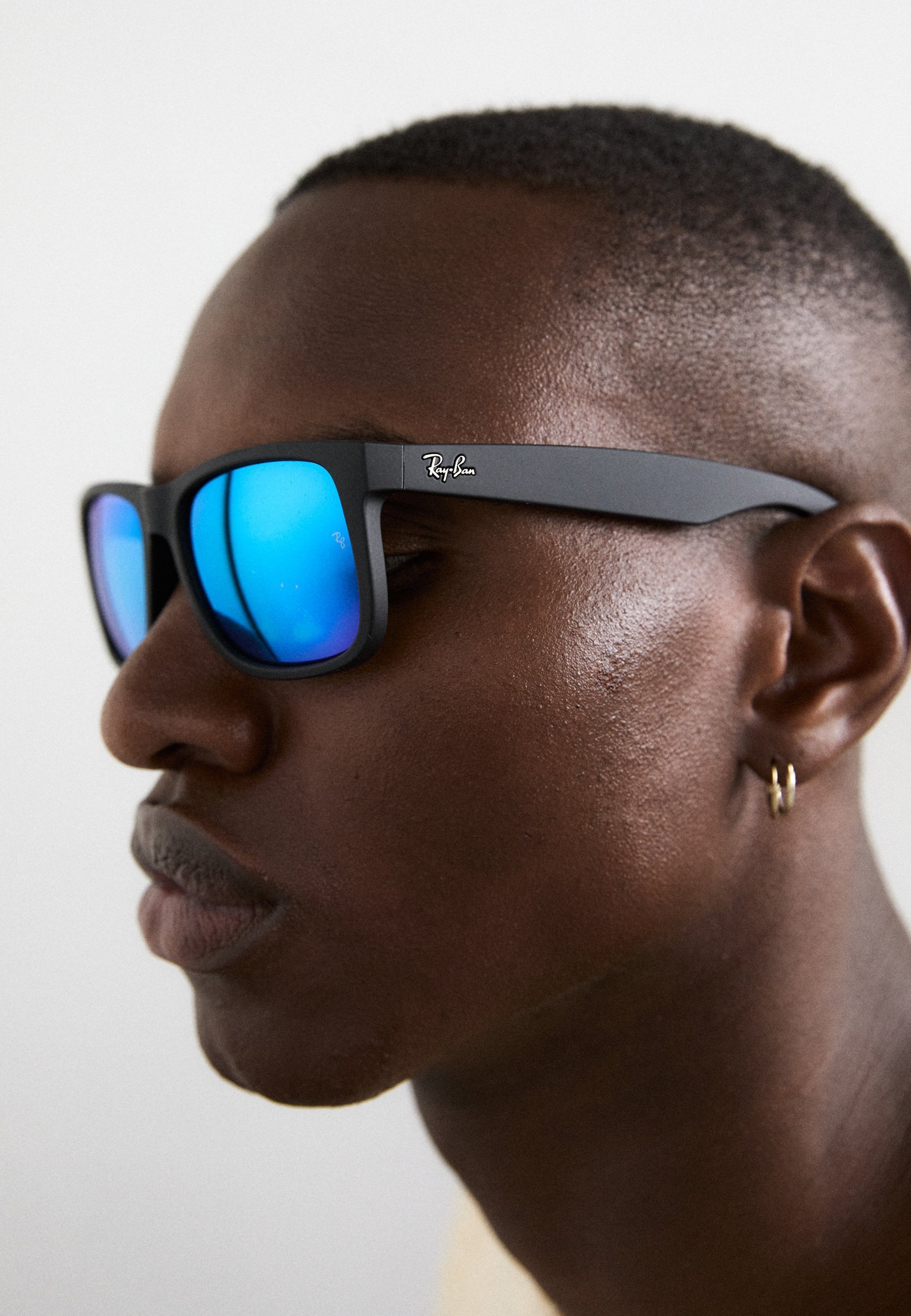 Ray-Ban JUSTIN - Occhiali da sole - nero/verde/blu specchiato
