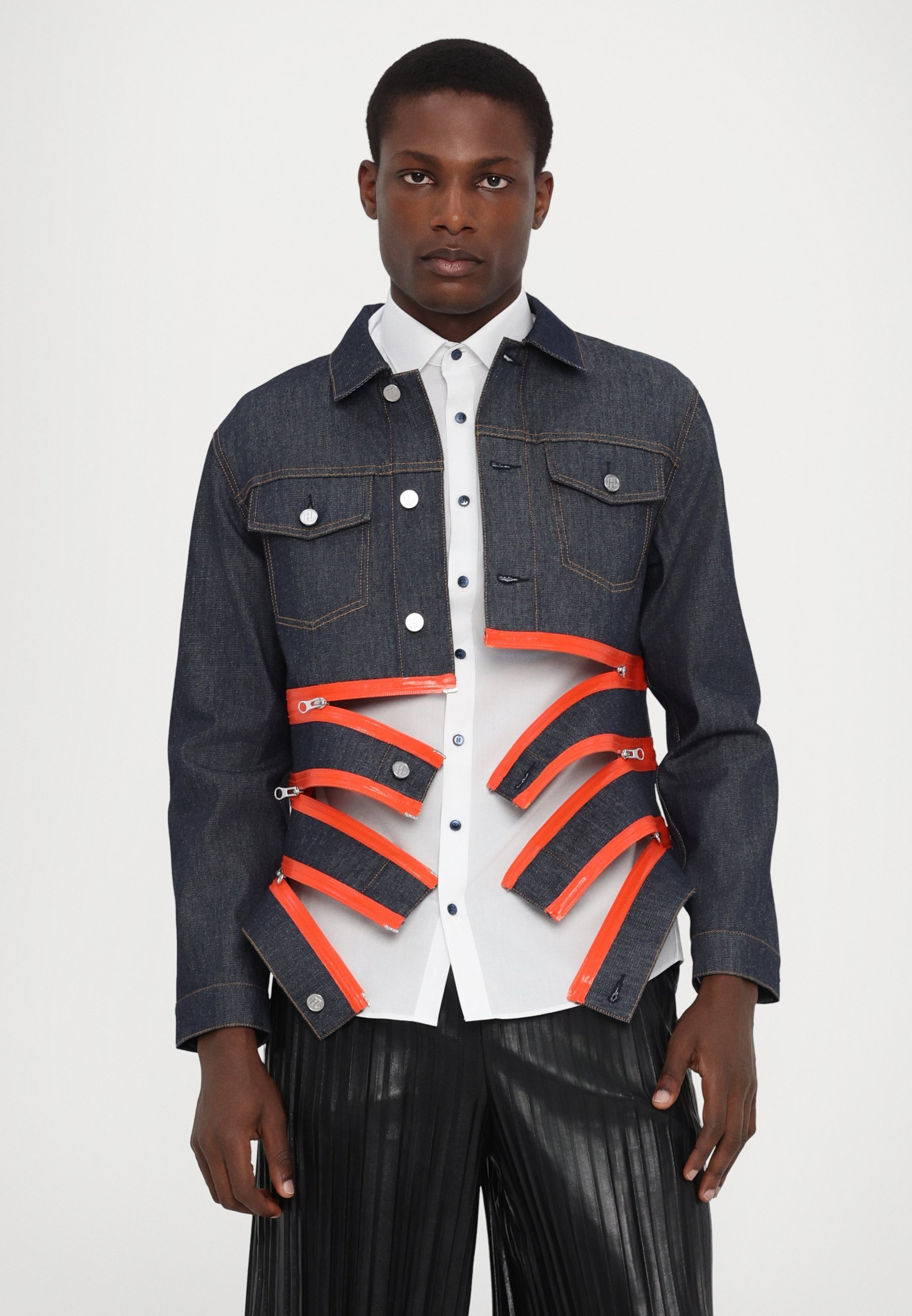 Helmut Lang ZIP TRUCKER - Giacca di jeans - indaco grezzo