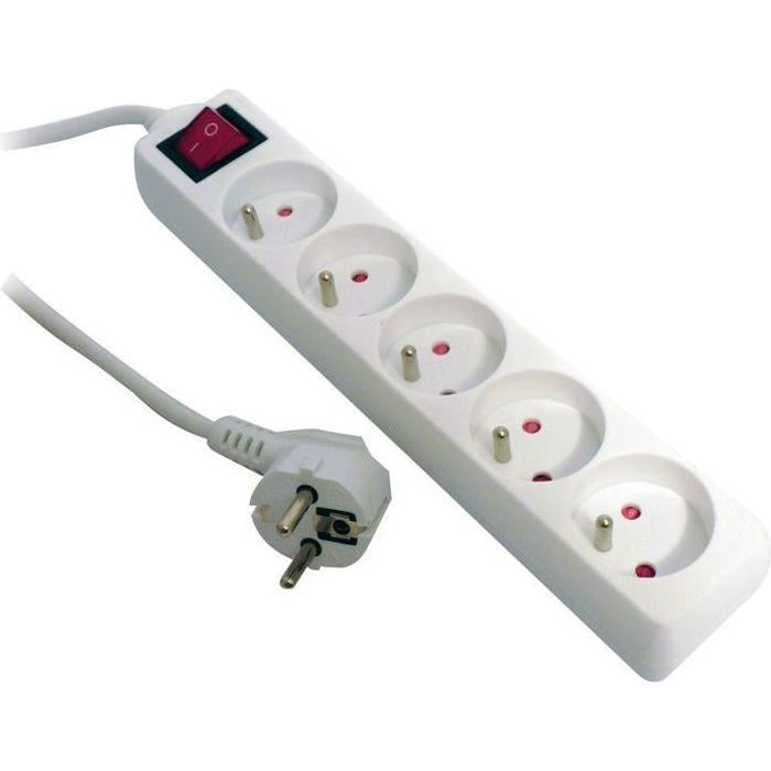 Bloque de 5 enchufes 2p+e 16a + interior blanco