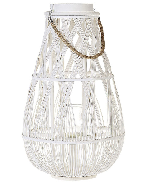Lampion dekoracyjny bambusowy 56 cm biały