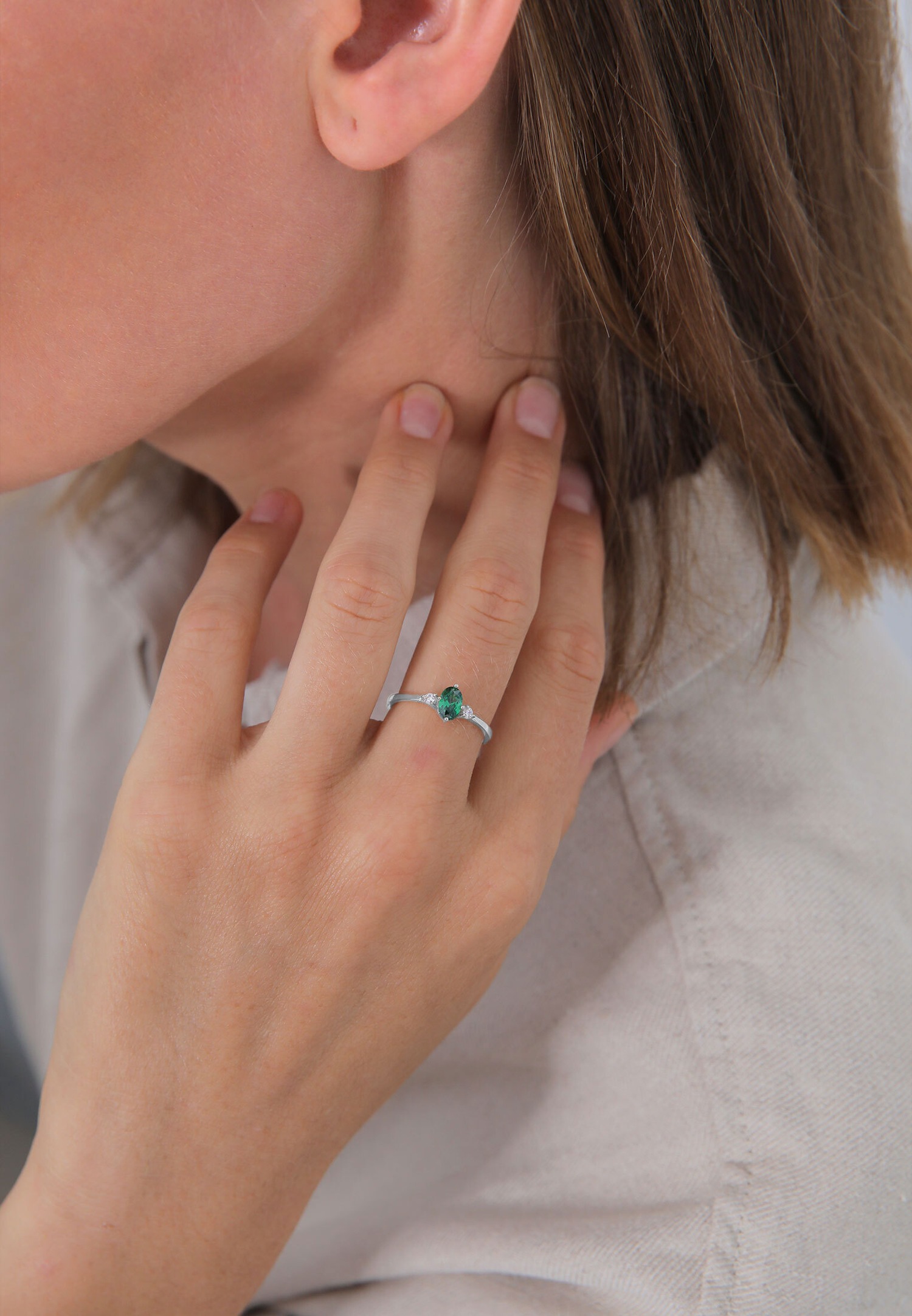 Elli Femmes Bande Élégant avec Cristaux de Zirconium Vert en Argent Sterling 925
