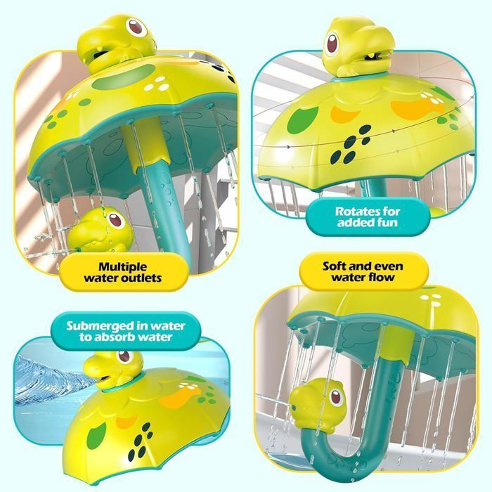 Juguete de baño para bebés, juguete de baño con forma de dinosaurio con efecto cascada y rociador de agua, juguete de baño para niños de 1 año en adelante.