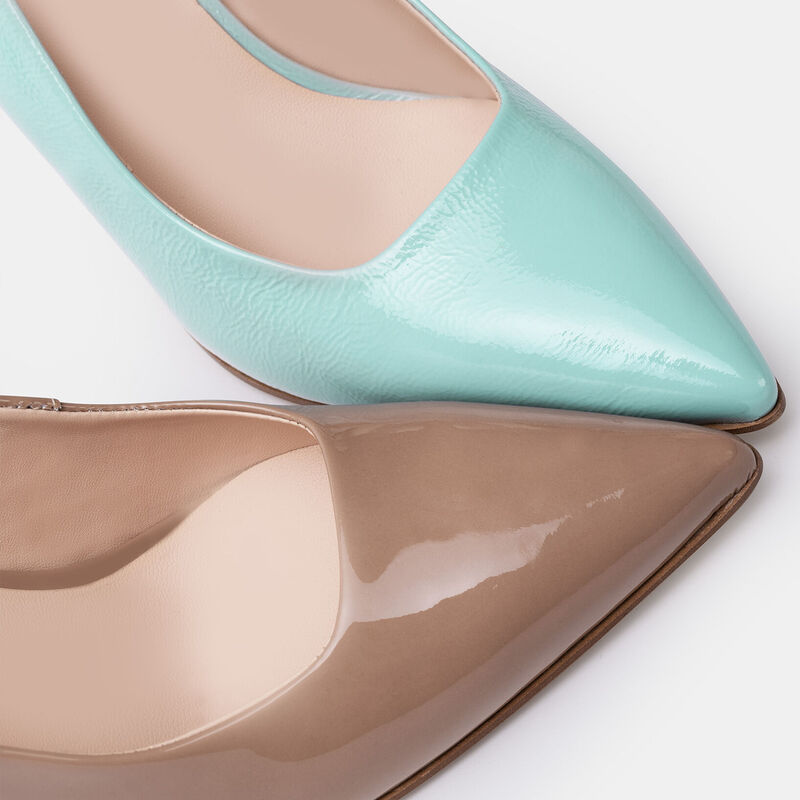 Damskie skórzane półbuty typu slingback z obcasem 10 cm