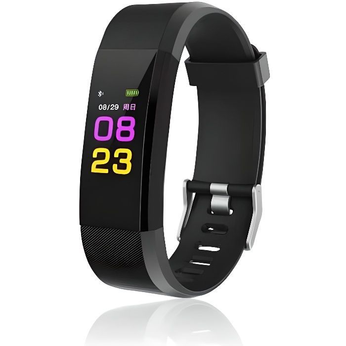 Pulseira rastreadora de fitness Bluetooth - Preta - Monitoramento de saúde - Compatível com Android