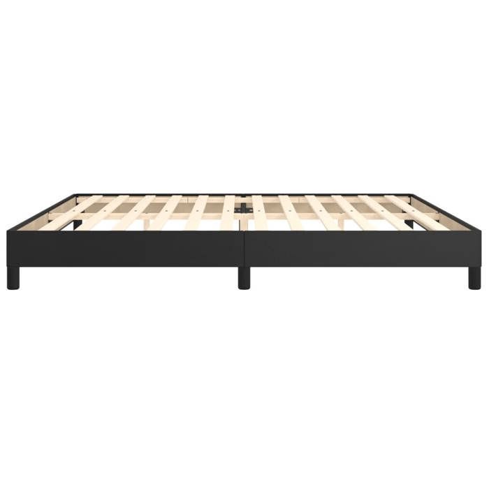 Cama de madera negra de 200 x 200 cm - Estable y duradera - Estructura de cama de muelles negra de 200 x 200 cm, piel sintética 001_535731