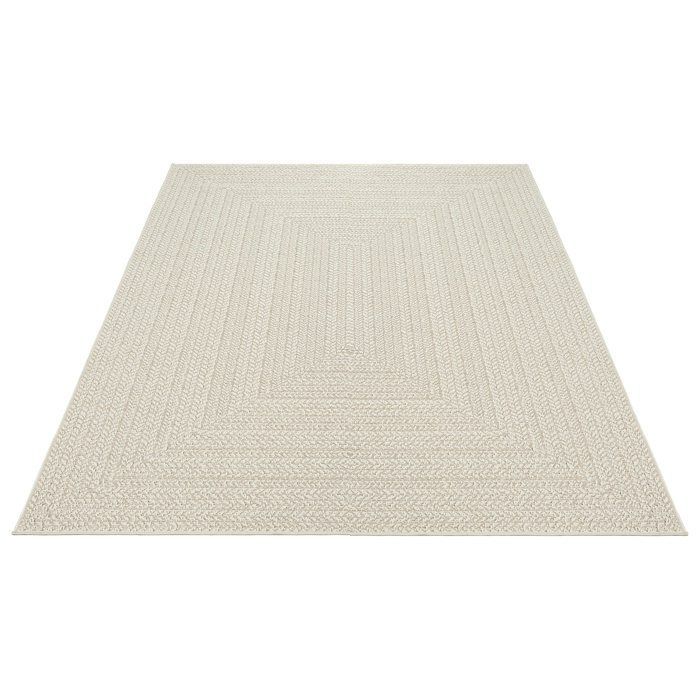 Teppet Kansas Innendørs og utendørs teppe med jute-look, værbestandig, Kremfarget, 120 x 170 cm (5001)