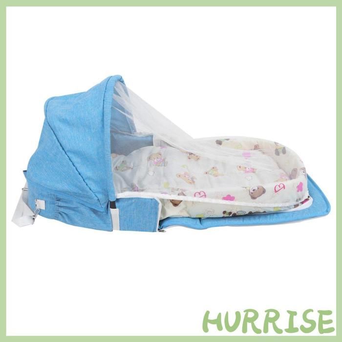 Garosa Lit de bébé mobile portable Lit Multifonction Anti-moustique de Bébé Lit d'Enfant Portable Pliable avec deco lit Bleu