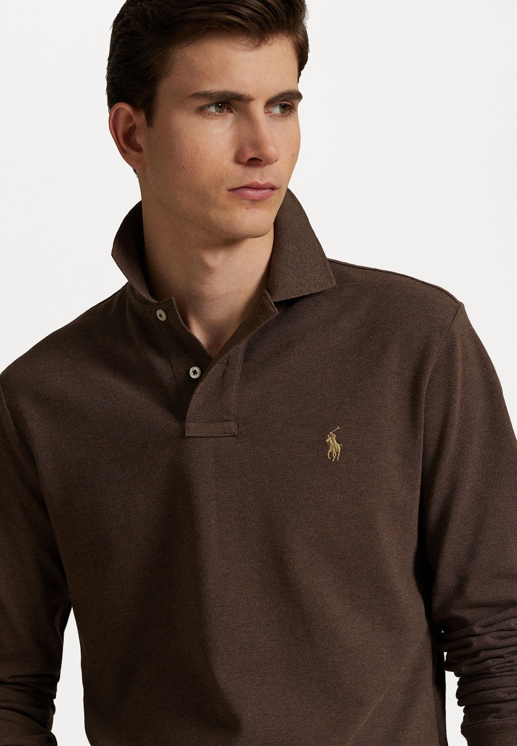 Polo Ralph Lauren CUSTOM SLIM FIT MESH SHIRT - Polo - marron muscade chiné