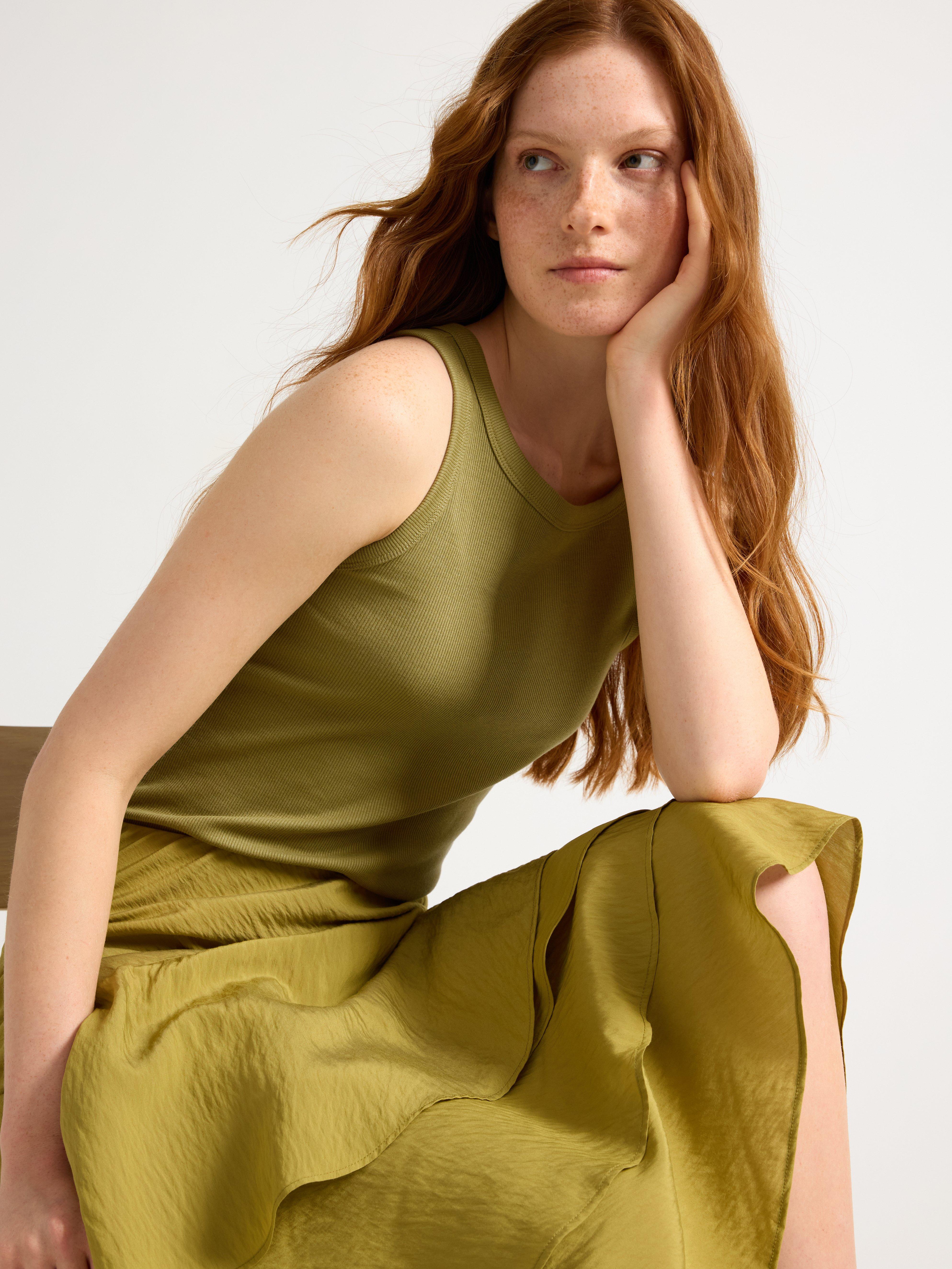 Lino Ribbat Verde Polvoriento