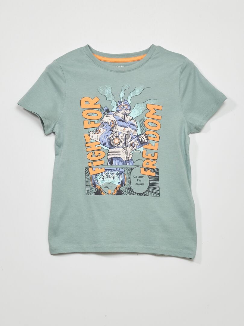 Camiseta de manga curta em malha - AZUL