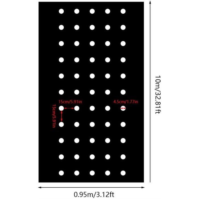 Tela plástica negra para el control de malezas en jardines - Membrana de PE - Cubierta para suelo con orificios de plantación - Película plástica para huertos
