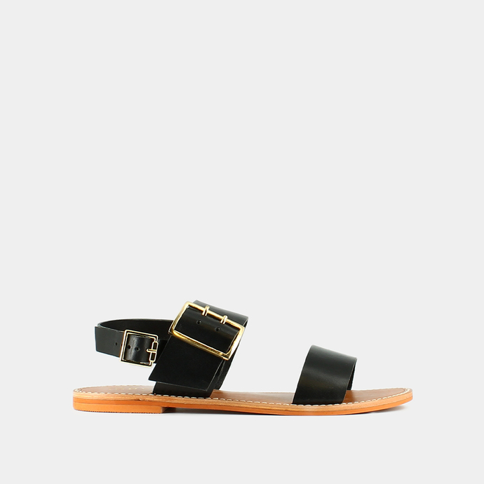 Sandales à boucles  en cuir noir