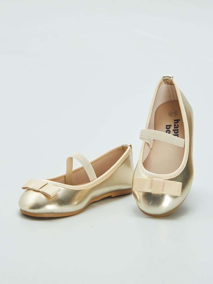 Bailarinas doradas con tacones pequeños - BEIGE