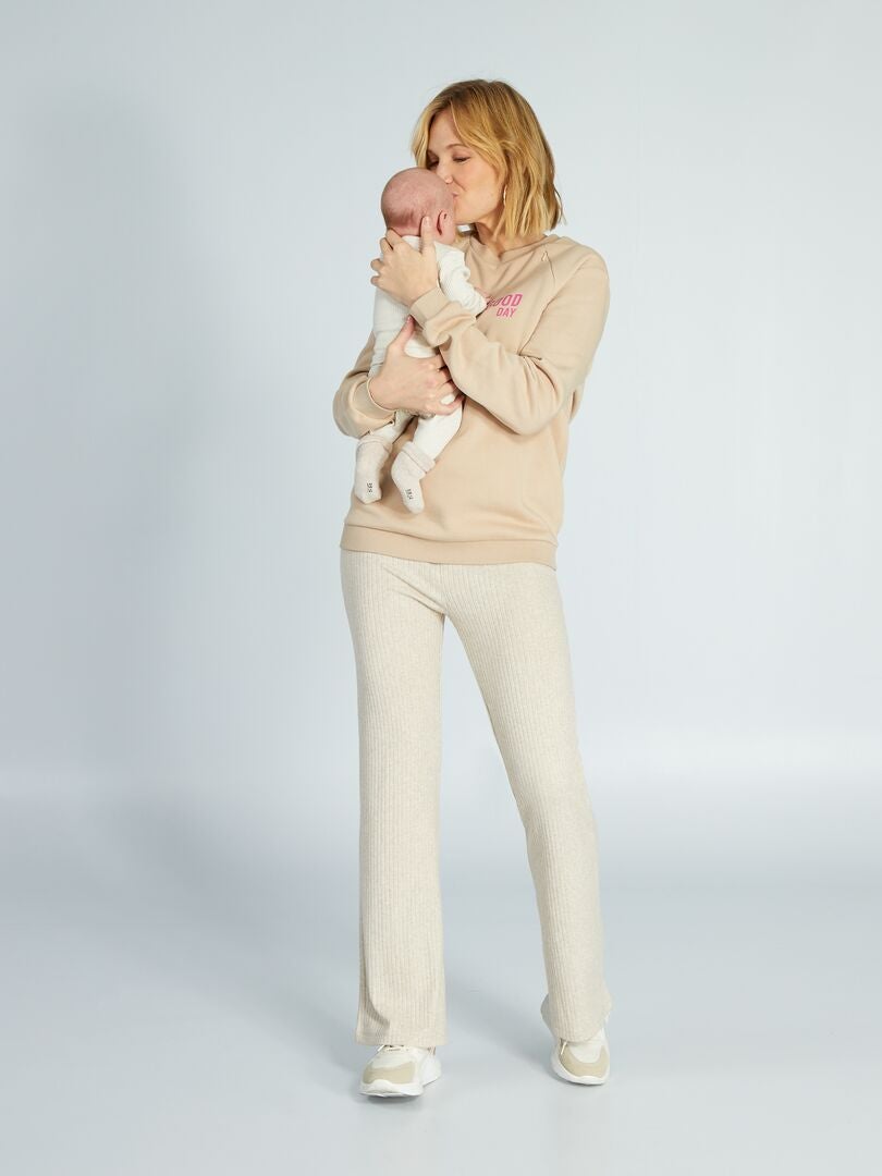 Verpleegkundig sweatshirt met ronde hals - BEIGE