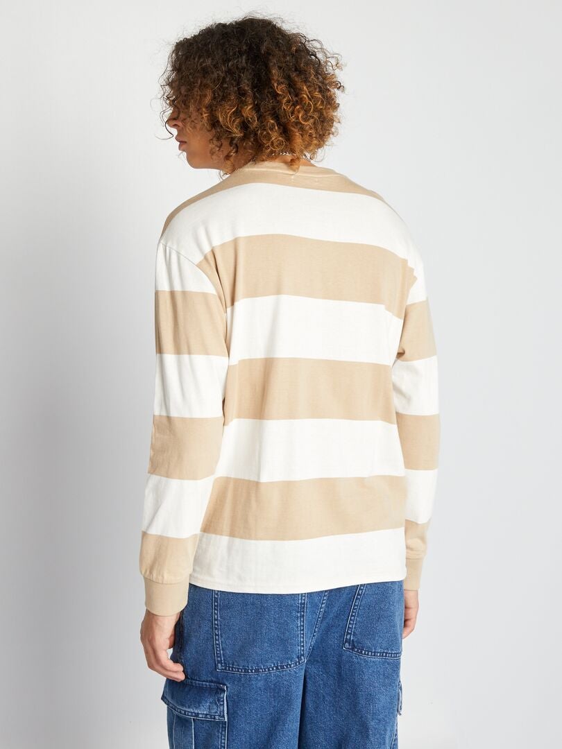Camiseta listrada de malha - PRETA