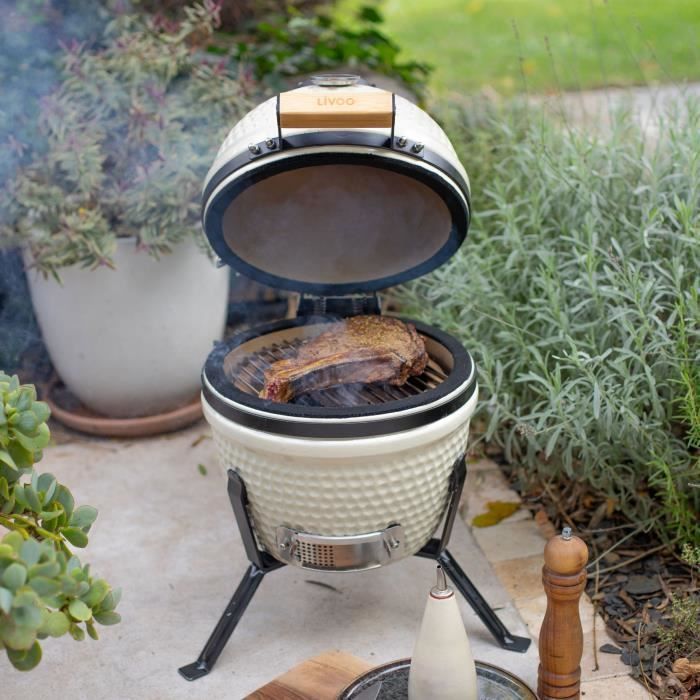 Barbacoa ahumadora Kamado - LIVEO - DOC330 - Beige / Negro