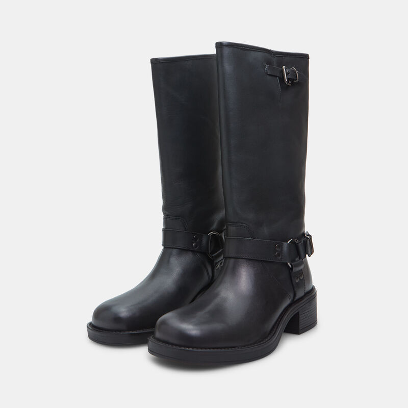 Damskie skórzane buty z klamrą