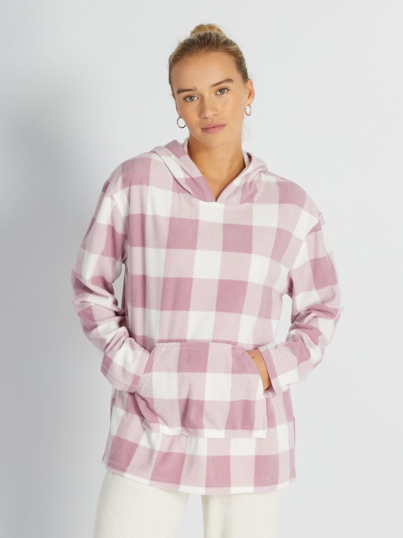 Parte superior de pijama de franela - blanco/rosa