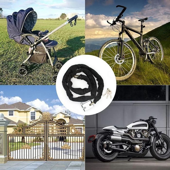 Candado para bicicleta de 100 cm, duradero, portátil, de acero aleado, con cadena reforzada, apto para bicicletas y motocicletas.