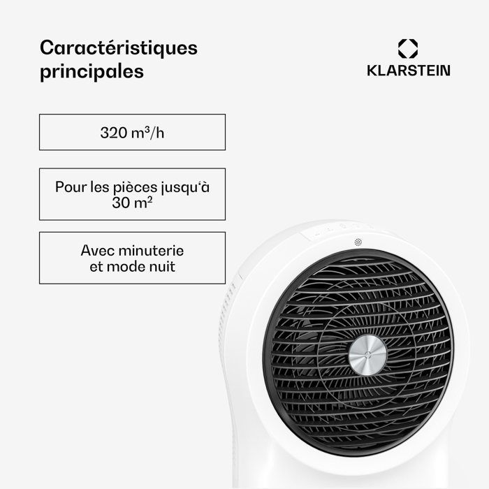 Ventilador enfriador de aire Klarstein Whirlwind - 320 m³/h - 6 l - 30 m² - 2 acumuladores de frío - 3 modos - 60 W