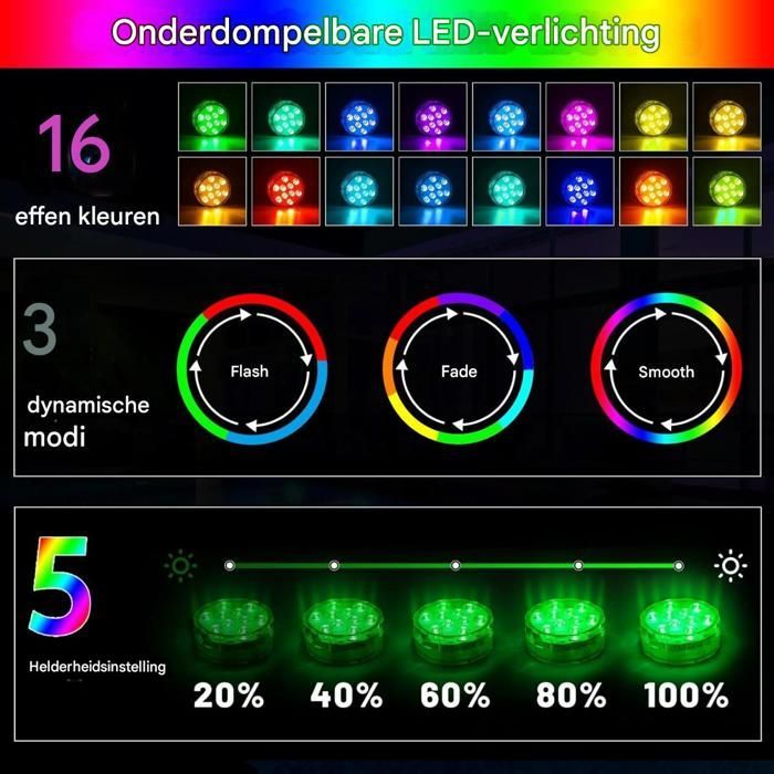 Ensemble de 4 lampes sous-marines-Avec télécommandedirigélampe-éclairage de piscine